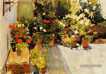  Joaquin Peintre - Un toit avec Fleurs peintre Joaquin Sorolla